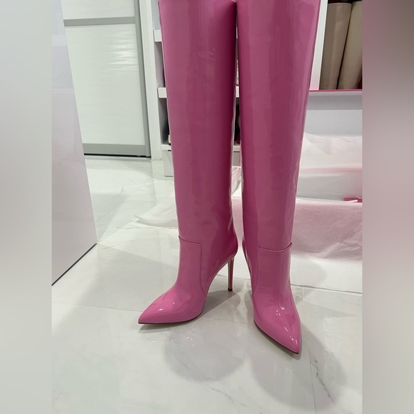 PARIS TEXAS pink Patent leather knee-high boots - Picture 7 of 8